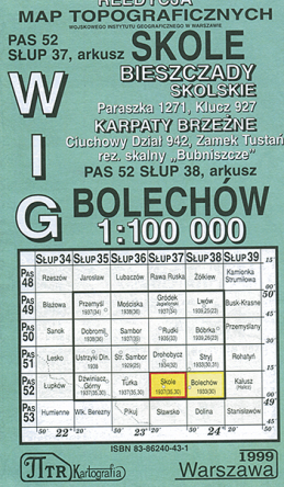 Skole (Bieszczady). Reprint mapy WIG 1:100 000