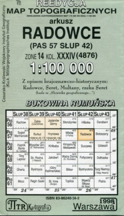 Radowce (Bukowina). Reprint mapy WIG w skali 1:100 000