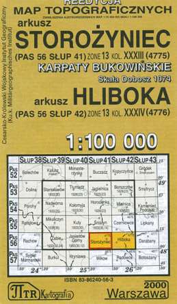 Storożyniec/Hliboka (Bukowina). Reprint mapy 1:100 000