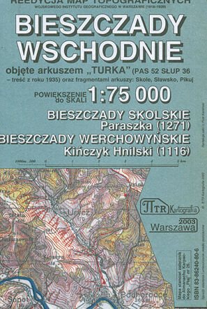 Bieszczady Wschodnie. Mapa 1:75 000 - reprint powiększonych map WIG