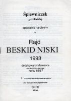 Śpiewniczek z cerkiewką specjalnie narobiony na Rajd Beskid Niski 1993, dedykowany Mareszce oraz kursantom słynnego kursu 86/87